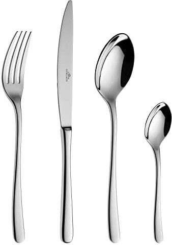 Gerlach Muza Besteck-Set Für 6 Personen Spülmaschinenfest Essbesteck Aus Edelstahl Elegantes Besteck Mit Messer Gabel Löffel Und Teelöffel Tafelbesteck Rostfrei Glänzend 24 Stk
