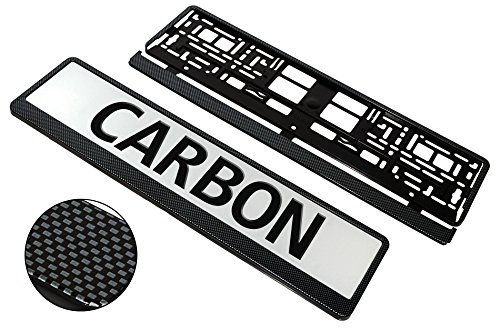 1Paar (2 x) Universal-Halterungen für Kfz-Kennzeichen in Carbon-Optik, beste Qualität
