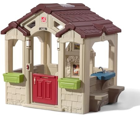 Step2 Charming Cottage Kids Playhouse, Indoor and Outdoor Clubhouse Playset, Interactive Sounds, Toddlers 2+ Years Old, Easy to Assemble