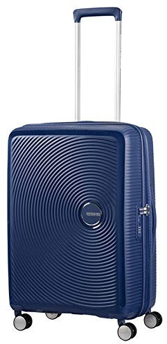 American Tourister Soundbox - Hartschalenkoffer 67 cm Mittelgroß - Trolley Koffer mit 4 Rollen, TSA-Schloss, Erweiterbar & Leicht - 71.5/81 L - Blau (Midnight Navy)