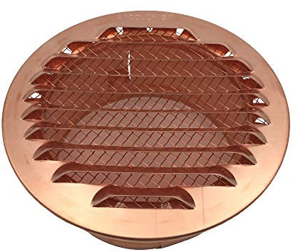 EINSIDE Griglia aerazione in rame con rete alta qualità, Griglia ventilazione con boccaglio attacco tondo, Rame ø 80 mm