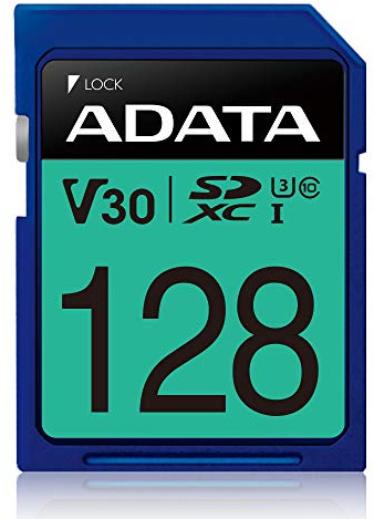ADATA ASDX128GUI3V30S-R Flash-Speicher 128 GB SDXC Klasse 10 UHS-I – Flash-Speicher (128 GB, SDXC, Klasse 10, UHS-I, 100 MB/s, Schwarz, Blau)