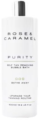 Rose & Caramel Purity Self Tan Removing Bubble Bath (500ml). Clearly Removes Fake Tan - Vegan & Cruelty Free