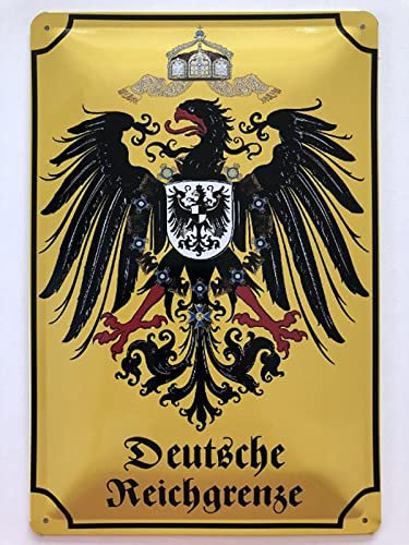 Blechschild 20x30cm gewölbt Deutsche Reichsgrenze Deutsches Reich Deko Schild