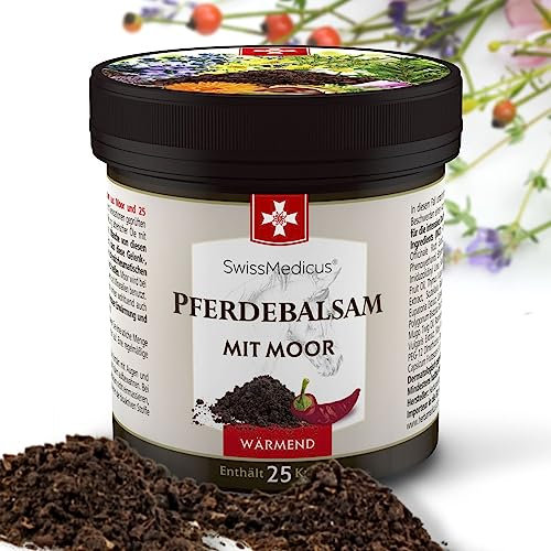 SwissMedicus - Balsamo per cavalli con muschio riscaldante - 250 ml - gel massaggiante per schiena e articolazioni - balsamo unico di erbe aromatiche realizzato in muschio e 25 erbe aromatiche