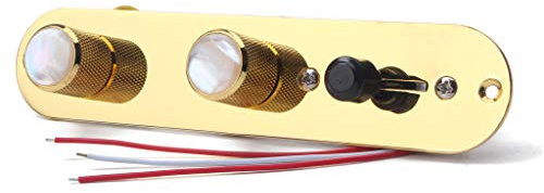 Alnicov Piastra di controllo completamente caricata pre-cablata a 3 vie con cablaggio per chitarra elettrica Fender Tele Telecaster, oro