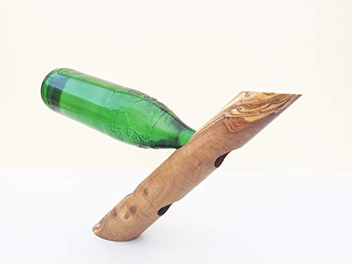 Flaschenhalter „Stamm“ für 2 Flaschen, Geschenk, Handgefertigt aus Olivenholz
