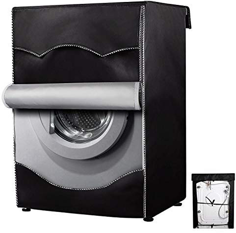 AlaSou Waschmaschinen-Abdeckung, wasserdicht, für Wäschetrockner, UV-Schutz, wasserdicht, staubdicht (schwarz, 60 x 60 x 85 cm)