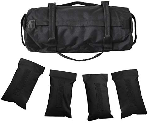 Namvo Sandsack mit einstellbarem Krafttraining Sandsack mit 4 Stück verstellbarem Füllbeutel für Cross-Training Workouts, Fitness und milit?rische Konditionierung Schwarz