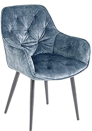 Riess Ambiente Design Stuhl Milano Petrol Samt mit Chesterfield Steppung Armlehnenstuhl Esszimmerstuhl Polsterstuhl