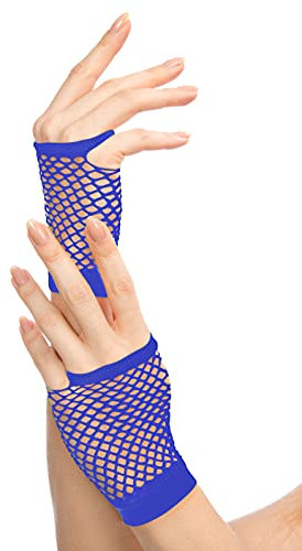 Rockige Netzhandschuhe 80er / 90er Jahre für Damen & Mädchen (Blau)