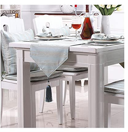 Aotiwe Tischband Blau, Tischdecke Geburtstag aus Baumwolle Quastenspitzen Blau 35x228CM für Feiertage Partys Hochzeit Dekor