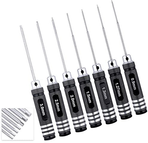 Hex Screwdriver Set 0.9mm 1.27mm 1.3mm 1.5mm 2.0mm 2.5mm 3.0mm 7pcs Hex Head Allen Wrench RC Tools Kit Fit Traxxas Arrma Axial Losi Redcat