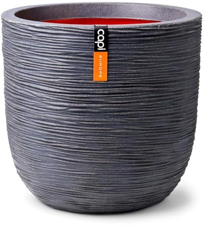 Capi Europe - Pot Boule Rib NL - 55x53 - Gris foncé - Ouverture Ø46 - Pot pour Une Utilisation à l'intérieur et à l'extérieur - Incassable - 100% Recyclable - KDGR935
