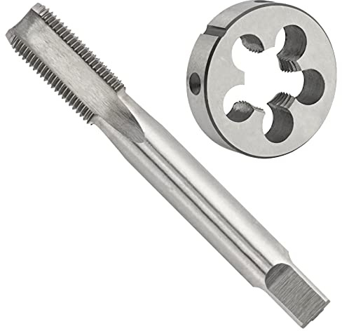 Aceteel M26 x 1,0 metrisches Gewindeschneid-Set, M26 x 1,0 mm, HSS Maschinengewindebohrer und M26 x 1,0 mm, legierter Werkzeugstahl, runde Schneideisen für Rechtshänder
