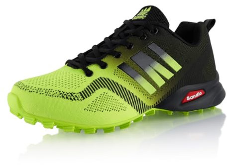 Fusskleidung® Damen Herren Wanderschuhe Atmungsaktive Trail Running Trekkingschuhe Grün Schwarz EU 43