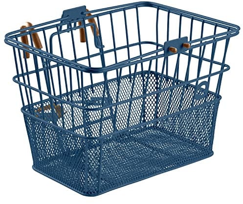 Retrospec Apollo Abnehmbarer Fahrradkorb aus Stahl, halbes Netzgewebe mit integrierten abnehmbaren Haken und integriertem Griff, einfache Montage und Tragbarkeit für Fahrräder, Marineblau
