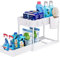 Puricon Unter Waschbecken Regal, 2 Etagen Standregal Küche Arbeitsplatte Regal Organizer, Mehrfunktional Küchenregal Gewürzregal Unterschrankregal Spülschrankregal -Weiß