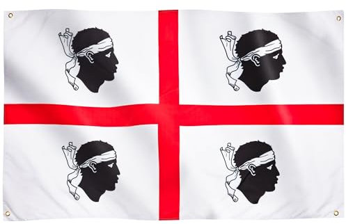 Runesol Bandiera Sardegna, 91x152cm, 3ft x 5ft, Bandiera Sarda, 4 Occhielli, Occhiello in ogni angolo, Bandiera Italiana Sardegna, Bandiere Premium, Interno, Esterno,
