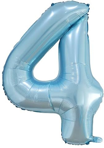 Vthoviwa 40 Zoll/18 Farbens Luftballon Zahlen 4 Perlblau, Luftballon 4. Geburtstag Foil Ballon, 0123456789,10-19,20-25,30,40,50,60,70,80,90, Folienballon 4 Party Dekoration Helium Unterstützen