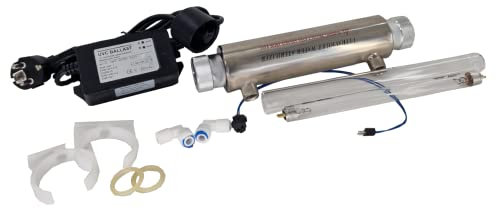 Aquintos Wasseraufbereitung UV Lampe 6W UV Sterilisator Filter UV Lampe Wasserdesinfektion Osmose UV Lampe 1G Gehäuse aus rostfreiem Stahl, Durchfluss 0,21 m³/h