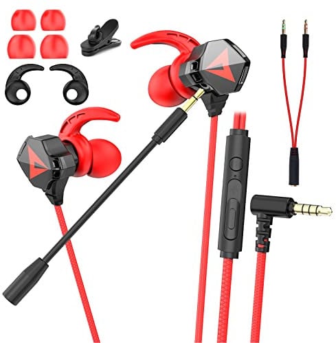 BraveKoi In-Ear Gaming Headset, Wired Earbuds with Noise Cancellation, Dual Microphone Bass Stereo Gaming Earphone Suitable for PS4, Xbox one/S, Nintendo Switch, Laptop