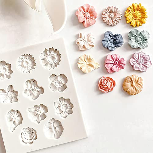 DAWRIS Moldes de Silicona para Encaje 3D Moldes Reposteria Molde Reutilizables Silicona de Flores Molde de Silicona de Encaje, Antiadherente Moldes para Galletas Fondant Decoración de Tartas