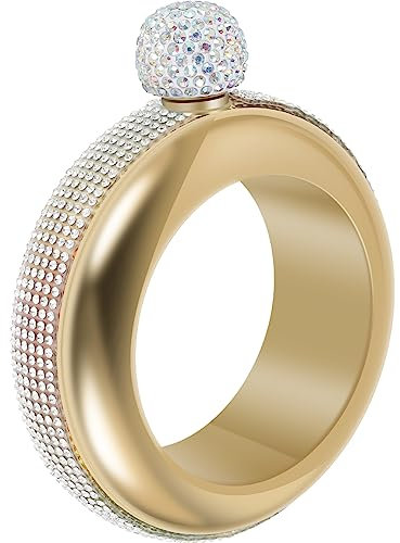 JTNero Bracelet flasque en acier inoxydable 304, bracelet décoratif créatif avec bouchon en strass, pour stocker du whisky et de l'alcool, cadeau pour femmes, filles, fête d'anniversaire, 90 ml (doré)