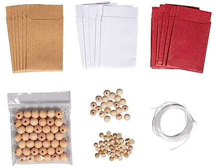 Rayher Mini-Tütensterne 3D, Set für 21 Sterne, inklusiv Holzperlen und Perlonfaden, Mini-Mini-Tütensterne, Sterne, Weihnachtsschmuck, Deko-Sterne, 67391000