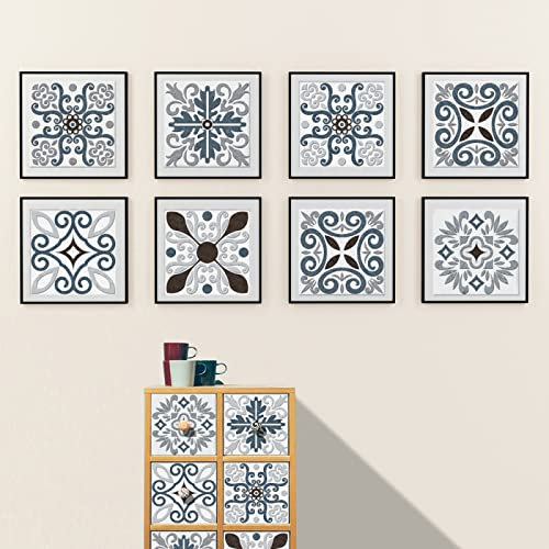 Fliesenaufkleber 10X10CM Blaugrau Küchenrückwand Folie 3d Fliesenaufkleber Bad PVC Klebefliesen Wasserdicht Selbstklebende Fliesen Leicht zu Schrubben Klebefliesen Boden(10PC)