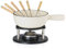 BBQ-Toro Gusseisen Fondue Set für 6 Personen | 2 Liter | Fondueset 9 teilig mit Brenner und Gabeln | Fondue-Set, Käsefondue Set, Fleischfondue Set, Schokofondue Set (Creme emailliert)