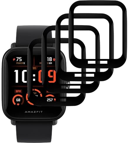 KELOLIN [4 Piezas] Protector Pantalla para Amazfit Bip U/Bip U Pro, 3D Curved, Cobertura total, Antiarañazos (Negro) Protector de pantalla suave HD compatible con Amazfit Bip U/Bip U Pro