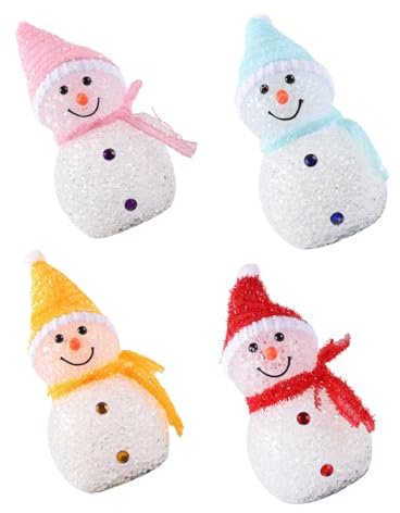 BUTIFULSIC LED-Licht 4 Stück Schneemann-Stecker leuchtet Festlicht schneemann Leuchtend aussen weihnachtsdeko Dekor Weihnachtsbeleuchtung Schneemannförmige Lampe Festival-Nachtlicht