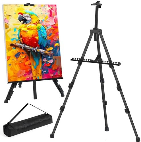 VAIIGO Chevalet pour peinture, affiche de mariage, chevalet pliable réglable de 153 cm, chevalet de table en métal pour peinture de mariage, panneau de douche, chevalet de chevalet (noir)