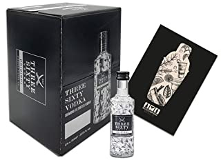 Individuelles Set mit Three sixty Original Minituren Set 24x 0,04L (37,5% vol) Vodka Mini 24er Set 360 Vodka Original 4cl- [Enthält Sulfite]