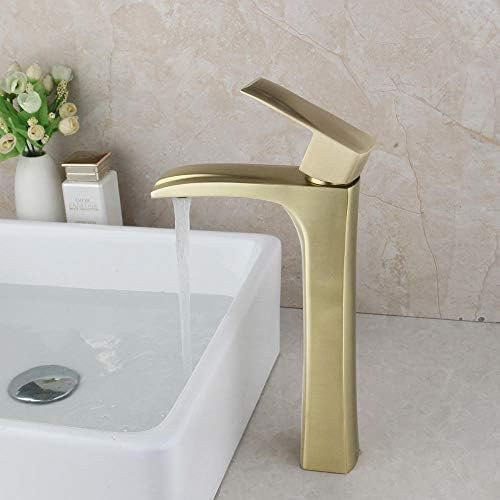 Pinsel Goldener Wasserhahn Aus Massivem Messing, Badezimmer-Waschtischarmatur, Deckmontage, Waschtisch-Mischbatterie, Sanitärarmatur, Auslaufhahn