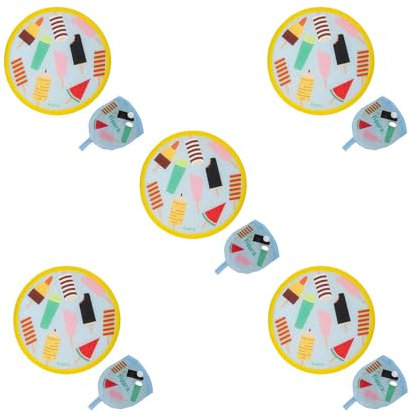 FISURA – Runder faltbarer Fächer. Original faltbarer Handventilator. Faltbares Frisbee. Tragbarer Fächer für Partys. 20 zentimeter. (Eiscreme, 5 Stück)