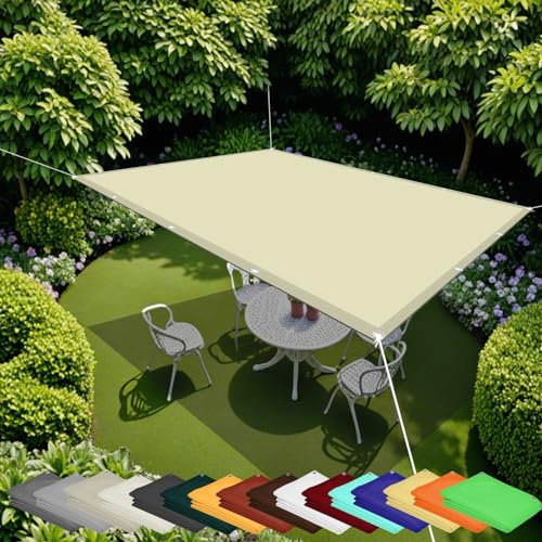 Toldo Vela de Sombra 250 x 250 cm Impermeable Rectangular Toldos Parasol Lona Protector Solar Sombra con Ojales y Cuerdas de Fijación para Patio,Jardín, Exteriores, Marfil