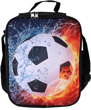 QIUWORE Lonchera de fútbol, bolsa de almuerzo para niños, adecuada para la escuela, picnic, viajes y camping