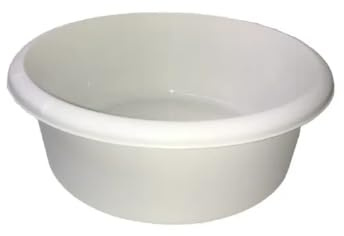 Vision4ever 1x Cream Colour Small Round Circular Water Washing Up Bowl Small Basin Sink Kitchen Wash Basin, Plastic Kitchen Sink Tidy Organisers