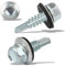 Lot de 120 vis auto-taraudeuses à tôle trapézoïdale, 4,8 x 35 mm, à tête hexagonale, avec rondelle d'étanchéité, galvanisées, vis à tôle auto-taraudeuses, pour toit en métal, argentées