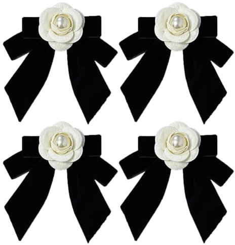Broche en Forme de Fleur de Camélia pour Femmes Et Filles, 4pcs Broche Nœud Papillon Vintage Broche Bow Broches Fleurs Tissu Broche Bowknot Élégant pour Écharpe Chapeau Costume Vêtements