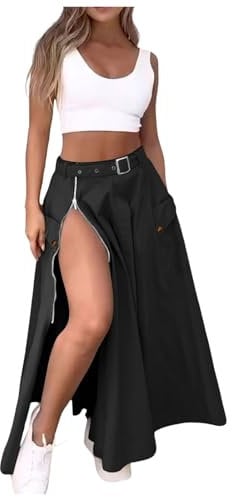 Midi Rock Mit Schlitz Mini Rock Schwarz Jeansrock Beige Karo Rock Damen LeinenröCke Rock Volant Plisseerock Winter Trachtenrock Mit GüRtel Paperbag RöCke Winterrock Schwarz Rock Viskose Damen