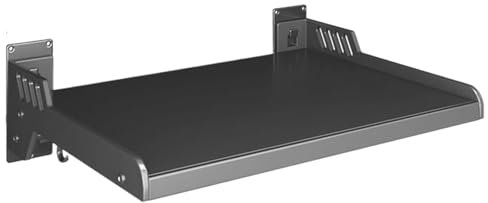 tddouck 14X20'' Microwave Shelf 110 Lbs Loads Wall Mount Carbon Steel Microwave Wall Shelf With 6 Movable Hooks Adhesive/Drilling Install Microwave Rack Organizer