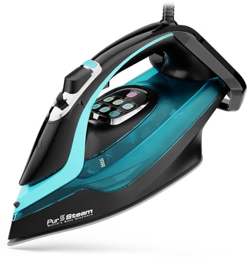 PurSteam SteamTech Steam Iron with LED Display, Ceramic Soleplate, 1750W
