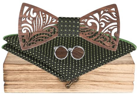 Mr.Van Hölz Fliege Herren, Handgearbeitete Natürliche Klassische Mode Hölzerne Krawatte Fliege für Hochzeiten, Aufführungen, Abschlussball