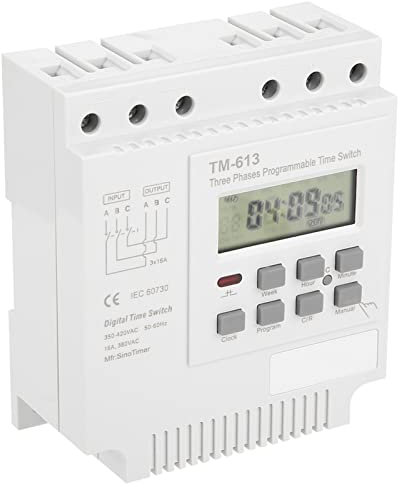 Relé de Tiempo Digital, Interruptor Temporizador Programable Trifásico de 380 V con Alto Rendimiento, 17 Configuraciones ONorOFF, Gestión No Tripulada para Motor, Bomba de Agua,