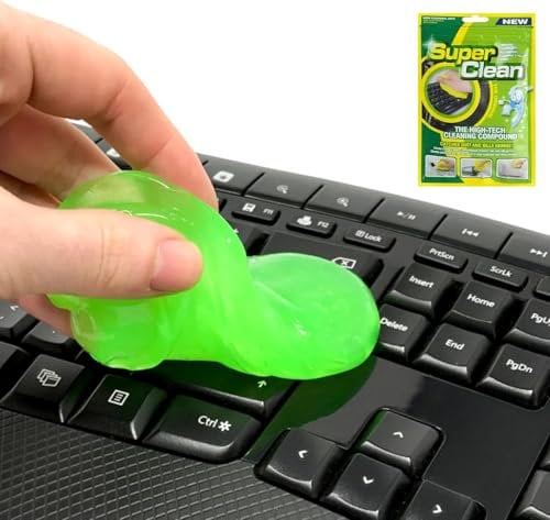 Keyboard Cleaner Gel Putty Slime, Reusable Dust Cleaner for Car Interiors, Air Vents, Dashboard, PC, Camera, Computer, Laptop Universal Dust Removal Gel Vent Cleaner, Car Cleaning Gel Putty (Green)