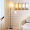 PreeOtti Stehlampe Wohnzimmer, Standleuchte LED Dimmbar Modern mit Fernbedienung, 4 Farbtemperaturen & Stufenlos Dimmbar, Grauer Stoff Lampenschirm, Leselampe für Wohnzimmer Schlafzimmer Büro