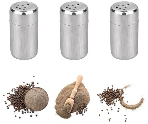 3 Stück Mini Salzstreuer,Gewürzstreuer Camping, Edelstahl Salz, Geeignet für Restaurants, Camping und Grill im Buffets.